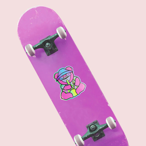 Smoking Bong Bear Premium Vinyl Sticker, 420 Stoner Stickers, Glossy Laptop Decal, Cannabis Vinyl Stickers